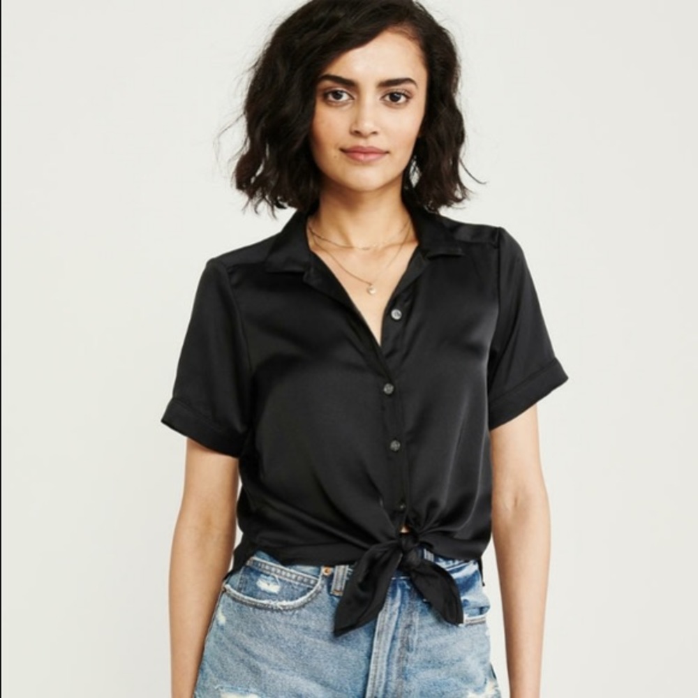 Abercrombie Satin Button-Up Top XS